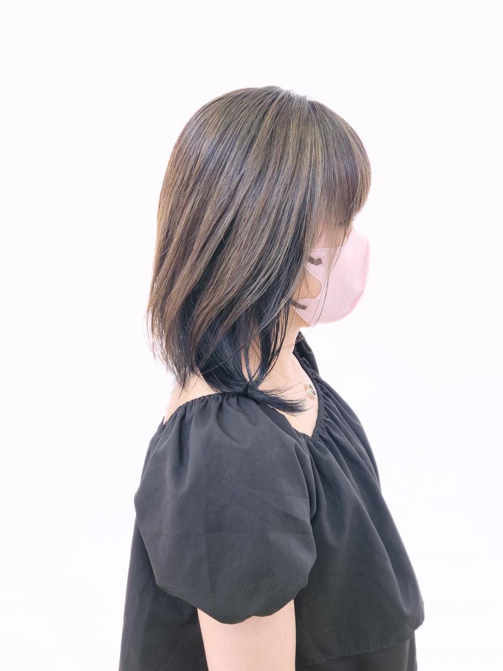 白髪ぼかしアンブレラカラー/ブルーブラック&グレージュカラー｜サブ写真③