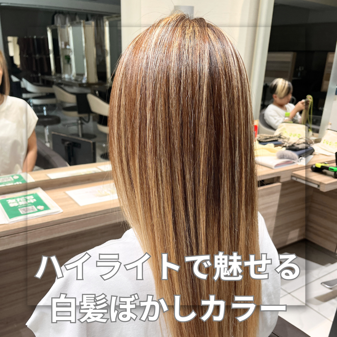 カット+バレイヤージュ風白髪ぼかしカラー