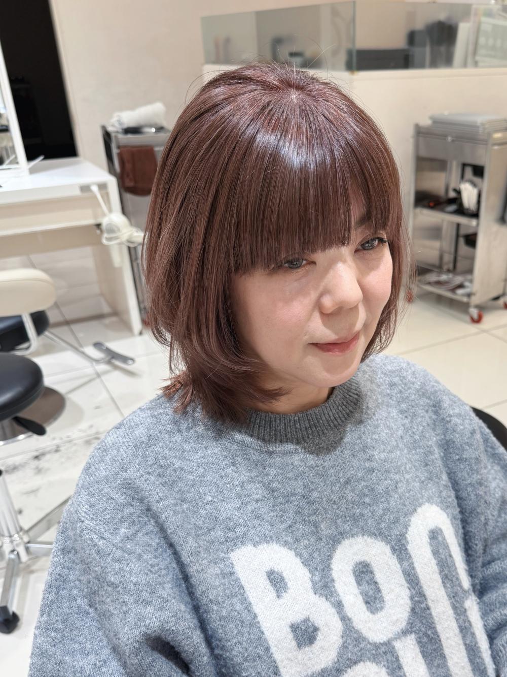 ＼艶髪/大人ミディアム/白髪/ピンクグレージュ/髪質改善/40代／