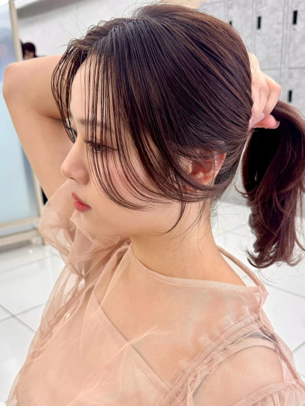 レイヤーカット韓国ヘアダブルカラー顔周り前髪カットボブ
