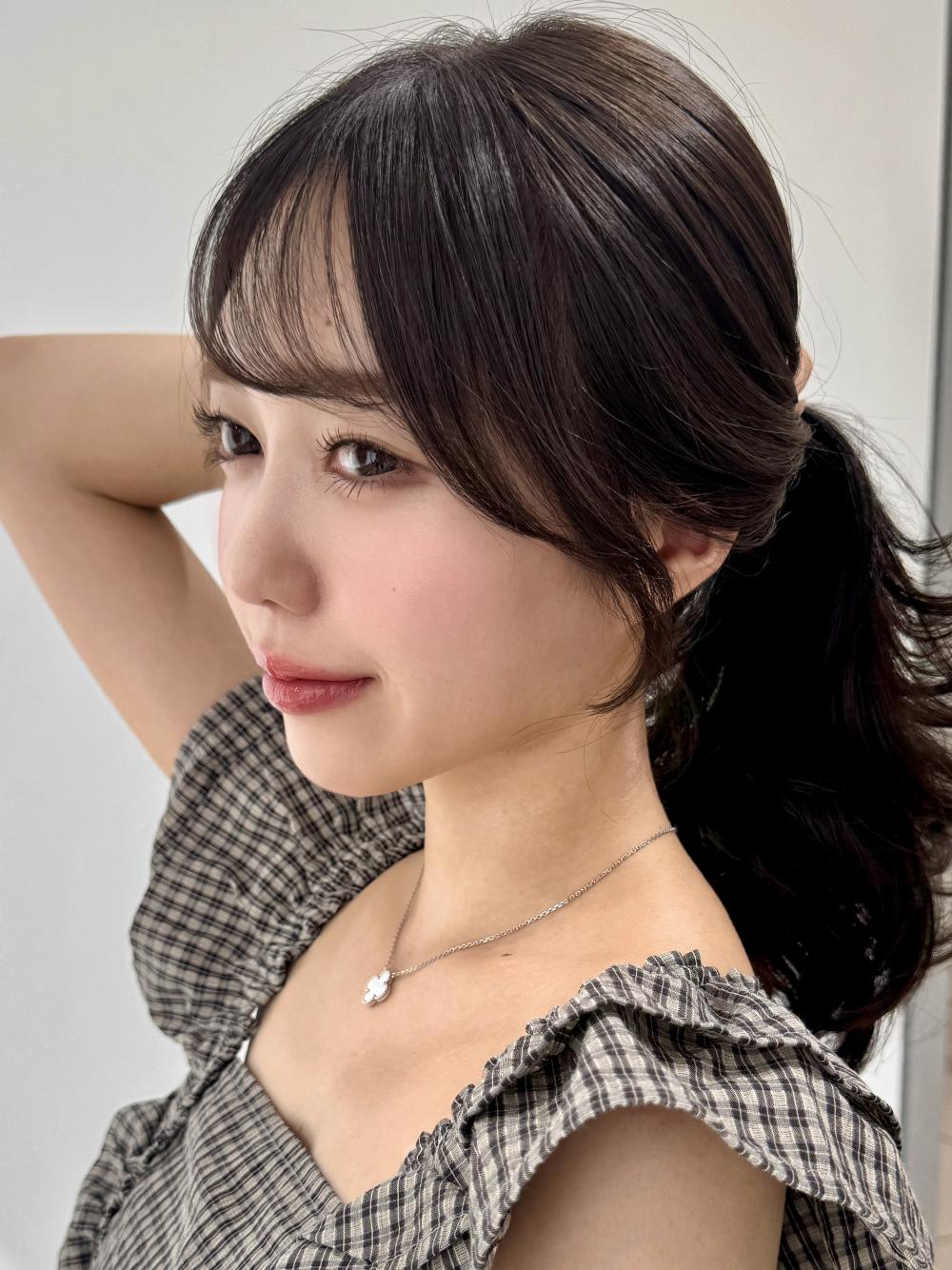 レイヤーカット韓国ヘアダブルカラー顔周り前髪カットボブ