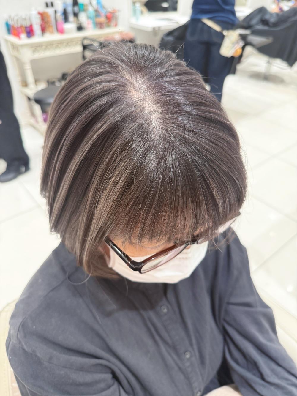 ＼白髪ぼかしハイライト/大人ボブ/グレージュ/50代／｜サブ写真③