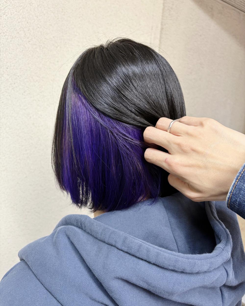 大人可愛いボブ×ディープパープルインナーカラー