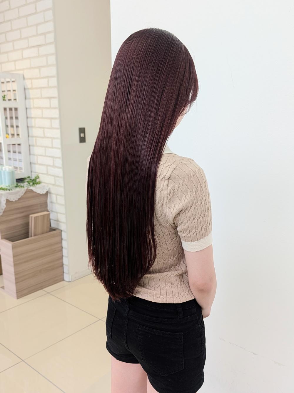 ロングヘアをキレイに維持したい！髪質改善カラー/ピンクバイオレットカラー