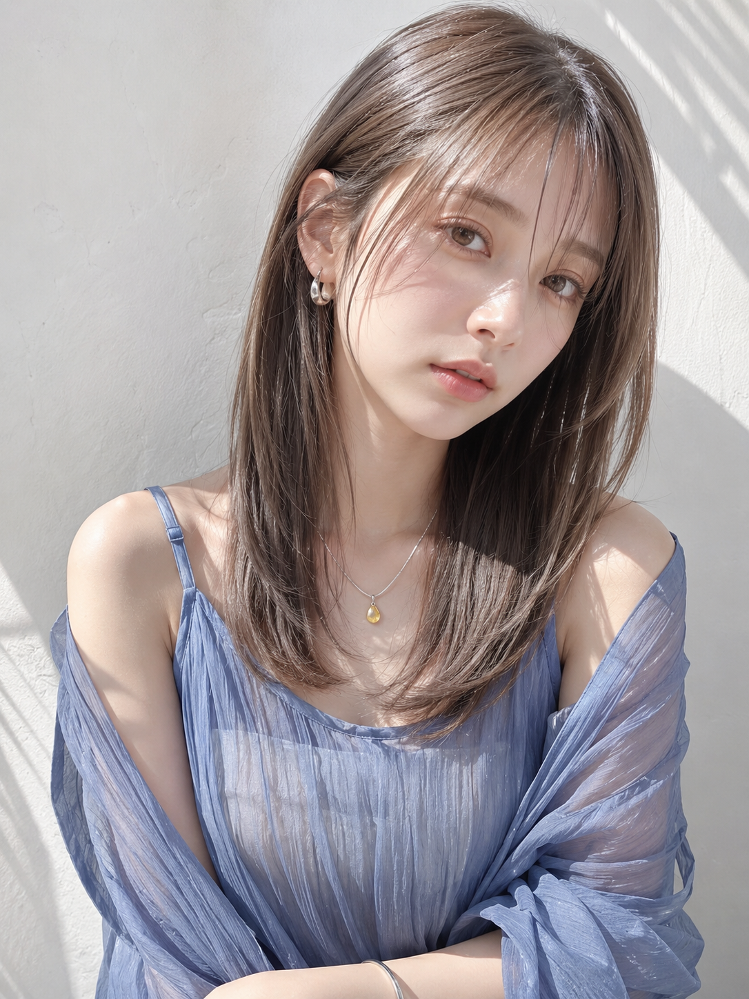 ロング/レイヤー/大人女性/モカグレイ/髪質改善カラー/美髪矯正UP