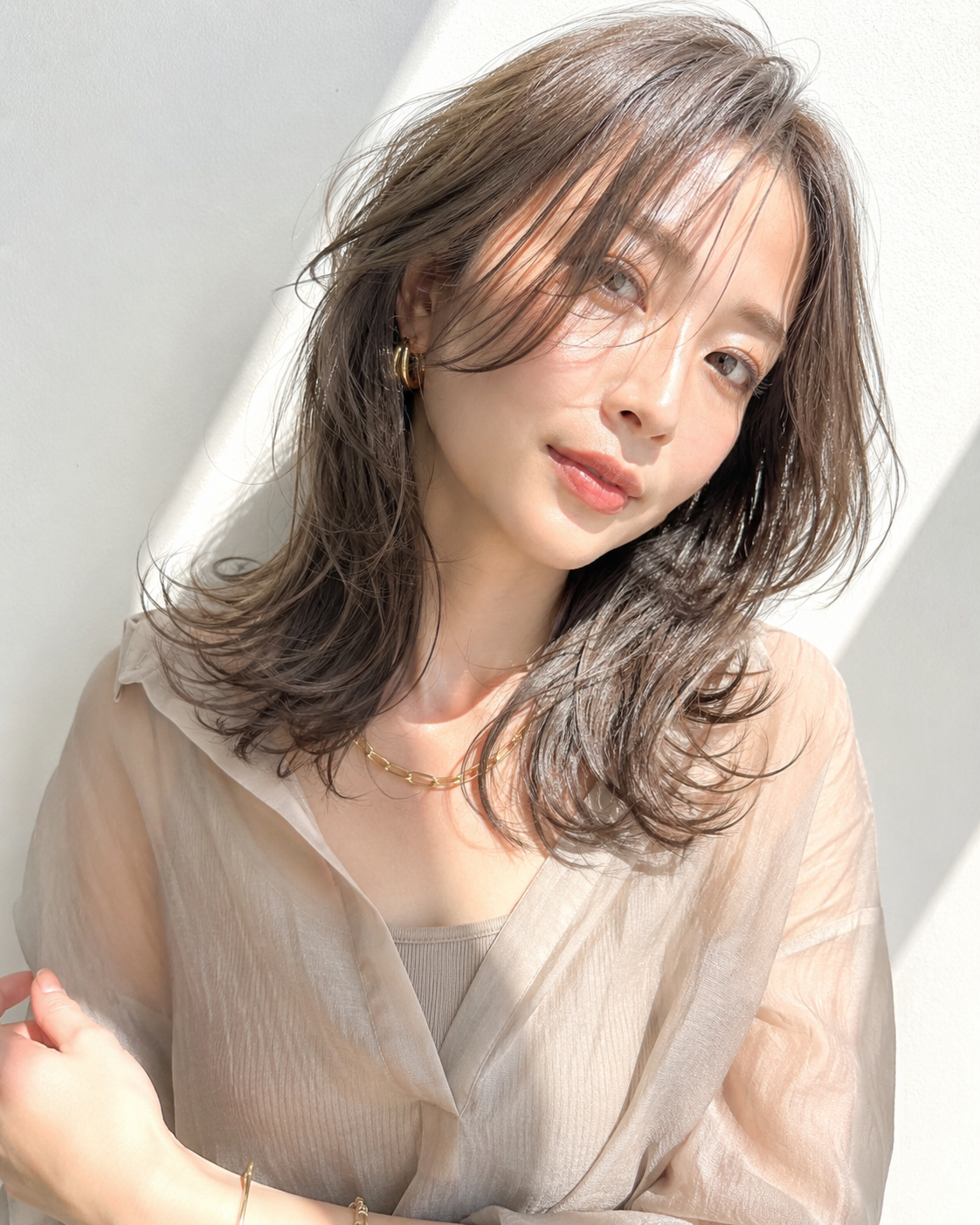 セミロング/大人女性/グレージュ/髪質改善カラー/脱白髪染め/