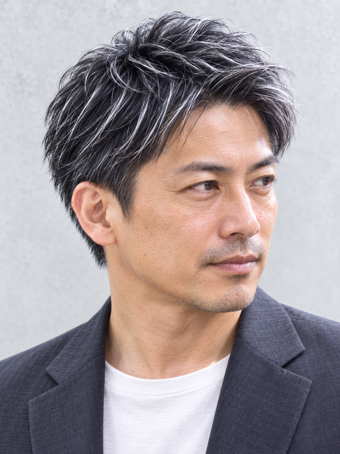 【横浜・桜木町】30代40代メンズ白髪ぼかし｜ホワイトメッシュ大人ショート